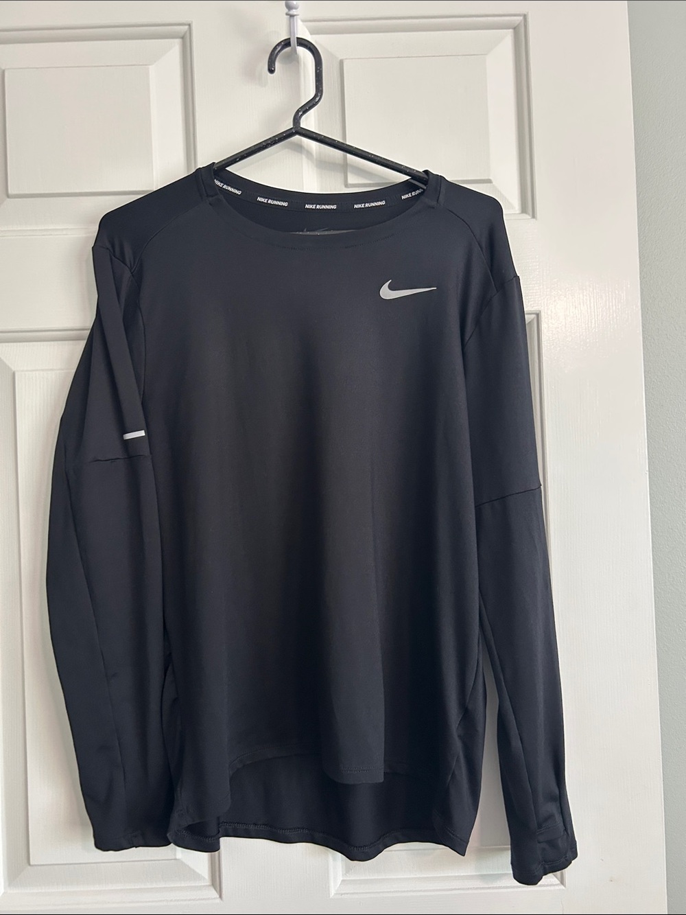 Nike Black Long Sleeve Running Top with Reflective Swoosh
